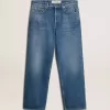 Blaue, locker sitzende Jeans mit mittlerer Waschung