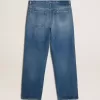Blaue, locker sitzende Jeans mit mittlerer Waschung