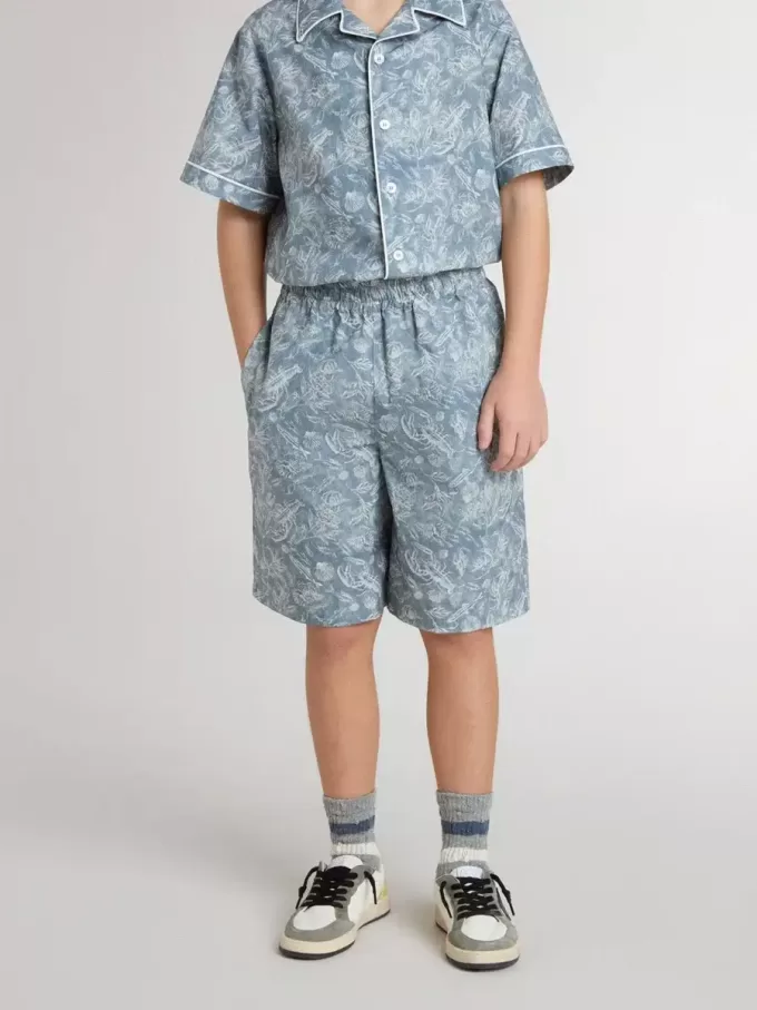 Blaue Shorts für Jungen mit weißem Aufdruck
