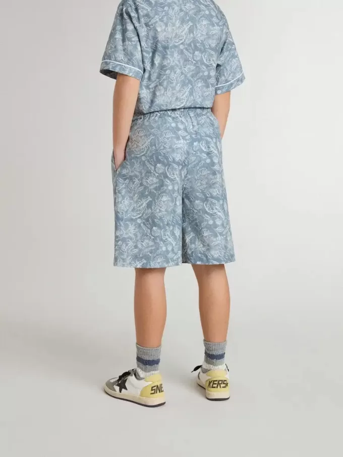 Blaue Shorts für Jungen mit weißem Aufdruck