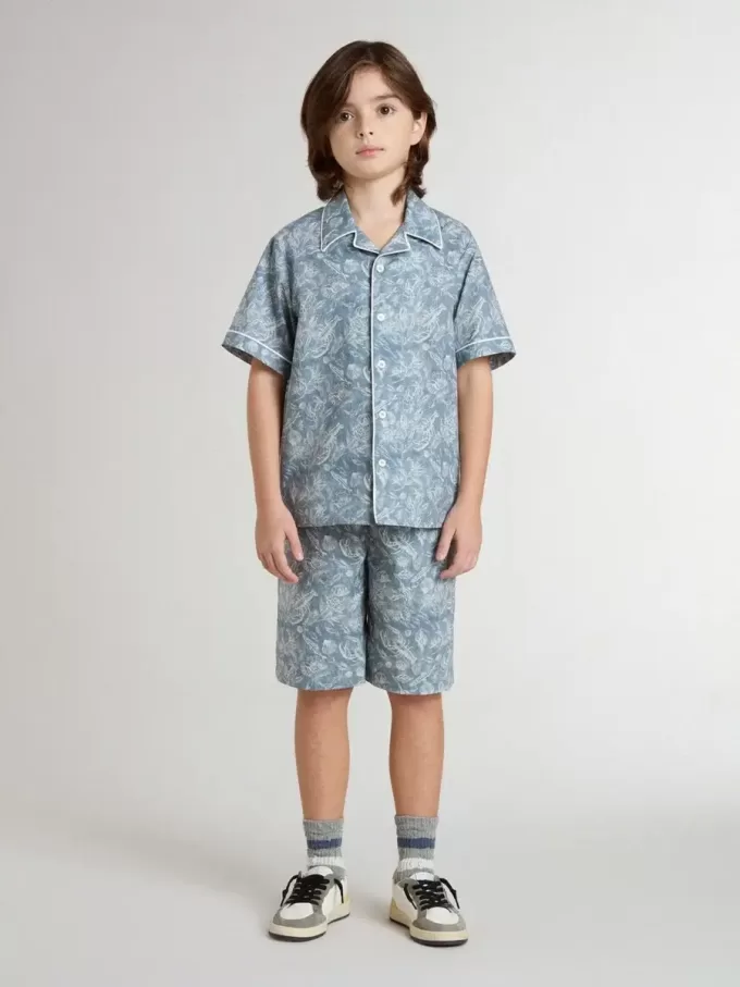 Blaue Shorts für Jungen mit weißem Aufdruck
