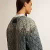 Blaue Steppjacke für Damen aus Baumwolldenim mit Used-Look