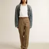 Blaue Steppjacke für Damen aus Baumwolldenim mit Used-Look