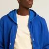 Blauer Herren-Hoodie mit Schriftzug auf der Rückseite
