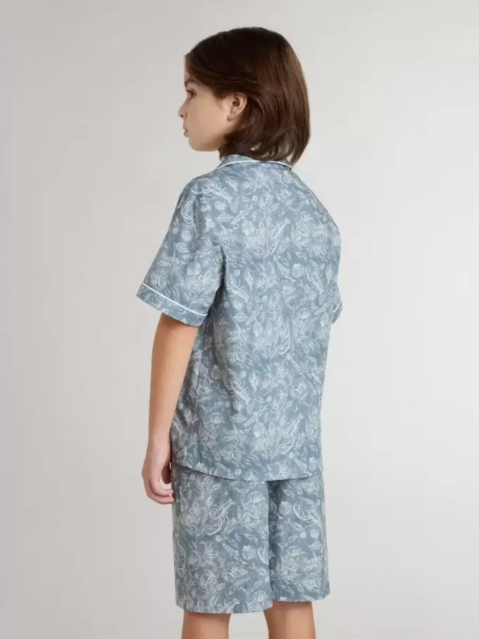 Blaues Hemd für Jungen mit weißem Aufdruck