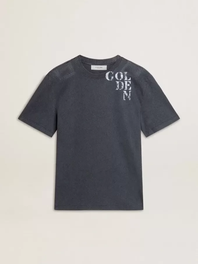 Blaues Herren-T-Shirt mit weißem Aufdruck