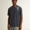 Blaues Herren-T-Shirt mit weißem Aufdruck