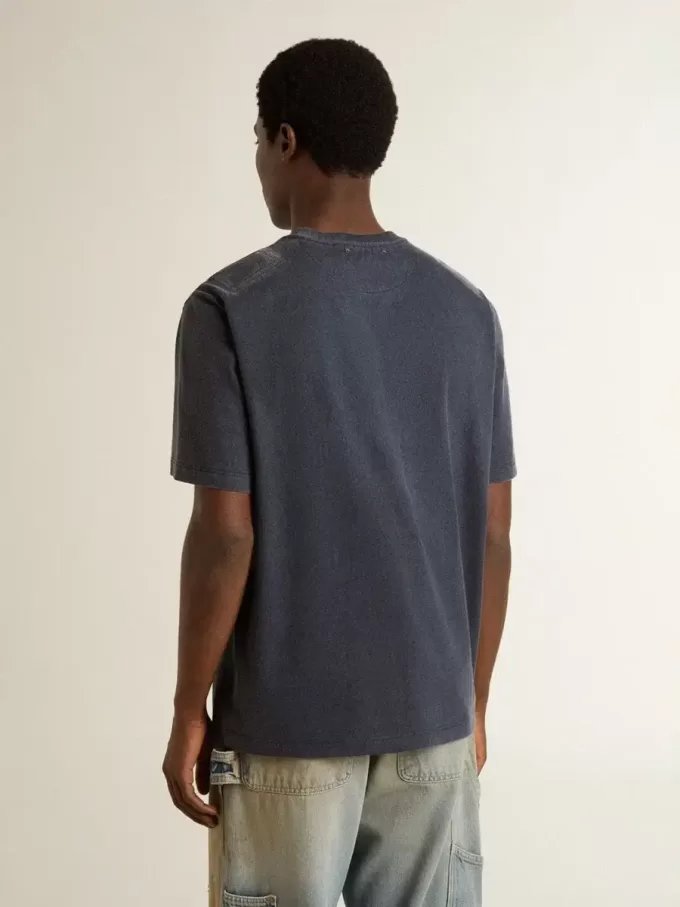 Blaues Herren-T-Shirt mit weißem Aufdruck