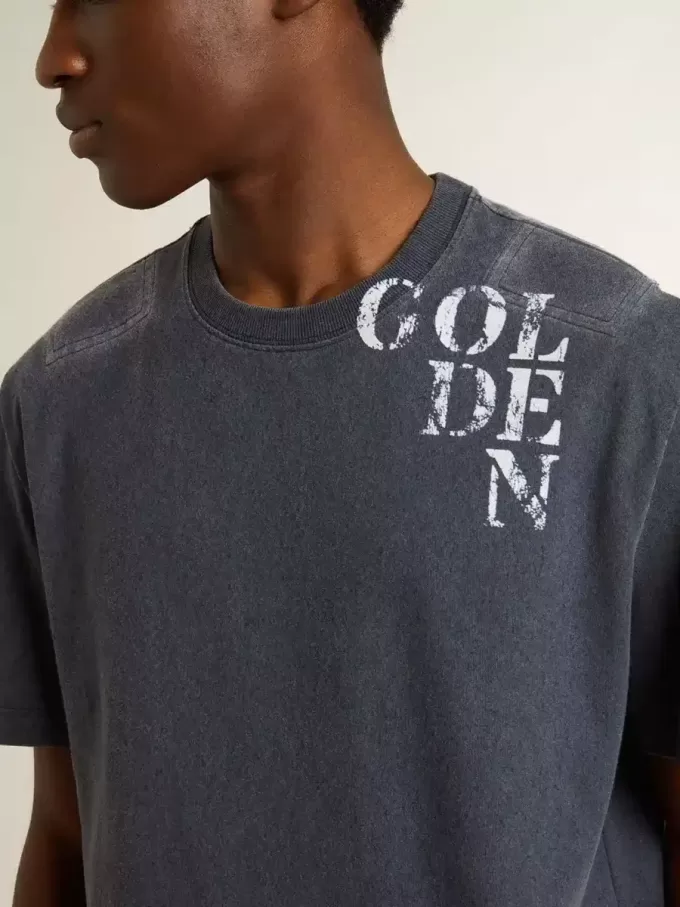 Blaues Herren-T-Shirt mit weißem Aufdruck