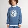 Blaues Sweatshirt für Kinder mit weißen Prägungen