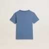 Blaues T-Shirt für Jungen mit weißem Aufdruck