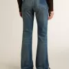 Bootcut-Jeans für Damen mit Vintage-Waschung und metallischen Details