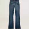 Bootcut-Jeans für Damen mit Vintage-Waschung und metallischen Details