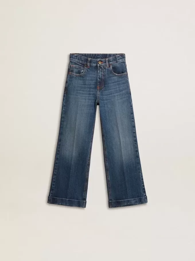 Bootcut-Jeans für Mädchen mit mittlerer Waschung und Stickerei