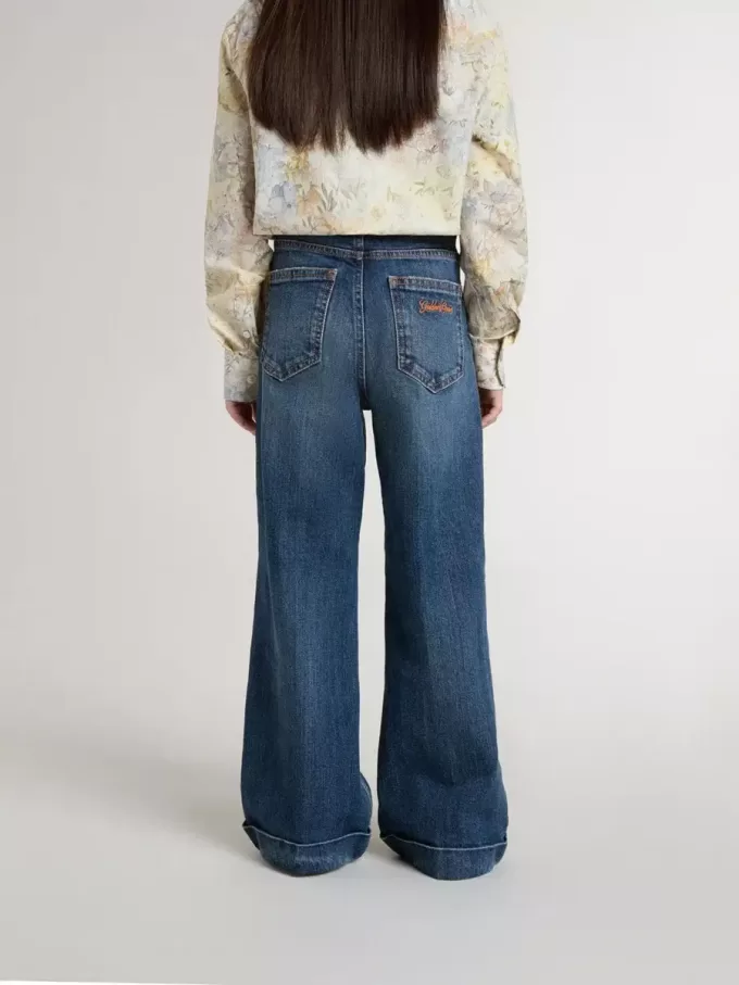 Bootcut-Jeans für Mädchen mit mittlerer Waschung und Stickerei