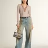 Boyfriend-Jeans für Damen mit Used-Effekt, Sandwaschung und Nieten
