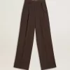 Braune Damenhose aus Schurwolle