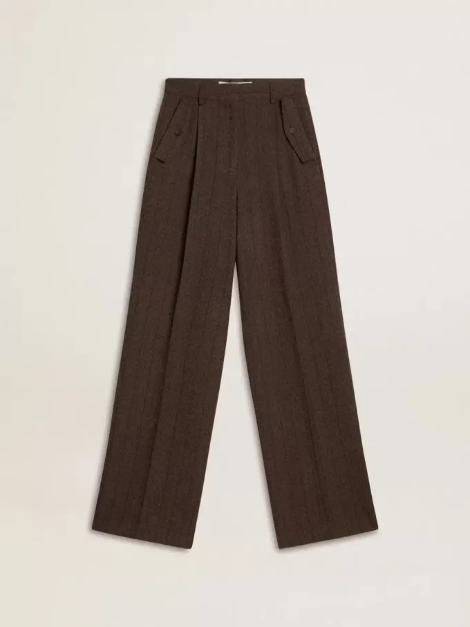 Braune Damenhose aus Schurwolle