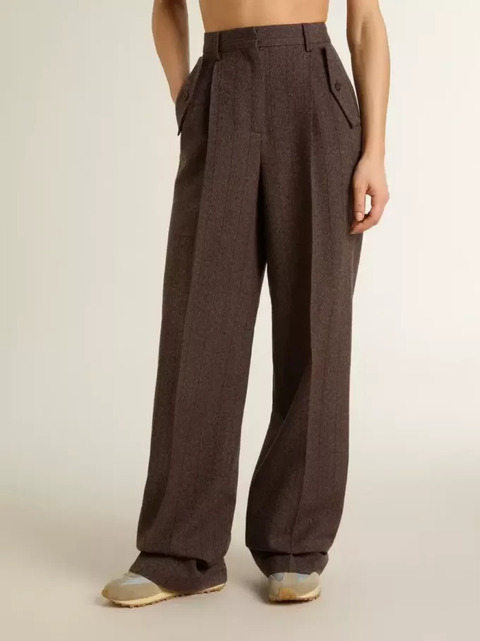 Braune Damenhose aus Schurwolle