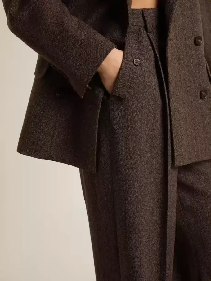 Braune Damenhose aus Schurwolle