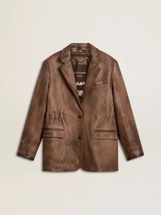 Braune Lederjacke für Damen