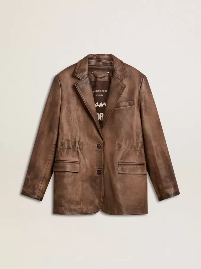 Braune Lederjacke für Damen