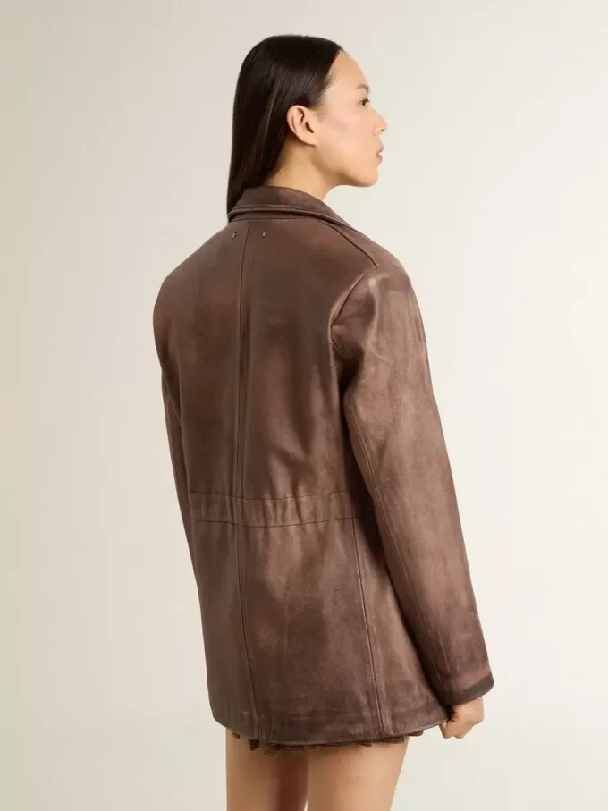 Braune Lederjacke für Damen