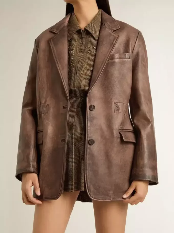 Braune Lederjacke für Damen