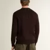 Brauner Herrenpullover mit Rundhalsausschnitt und „Golden”-Schriftzug auf der Rückseite