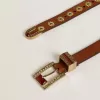 Brauner Ledergürtel mit goldenen Blumennieten und bernsteinfarbenen Einsätzen