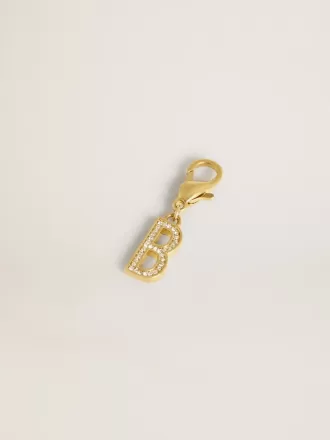 Buchstabe B-Anhänger aus goldfarbenem Messing mit Kristallen