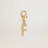 Buchstabe F-Anhänger aus goldfarbenem Messing mit Kristallen Buchstabe F-Anhänger aus goldfarbenem Messing mit Kristallen