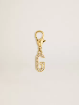 Buchstabe G-Anhänger aus goldfarbenem Messing mit Kristallen