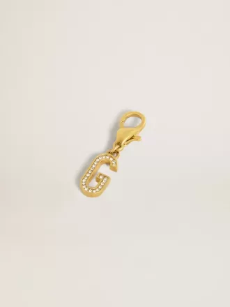 Buchstabe G-Anhänger aus goldfarbenem Messing mit Kristallen