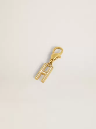 Buchstabe H-Anhänger aus goldfarbenem Messing mit Kristallen