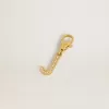Buchstabe J-Anhänger aus goldfarbenem Messing mit Kristallen Buchstabe J-Anhänger aus goldfarbenem Messing mit Kristallen