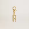 Buchstabe R-Anhänger aus goldfarbenem Messing mit Kristallen Buchstabe R-Anhänger aus goldfarbenem Messing mit Kristallen