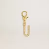 Buchstabe U-Anhänger aus goldfarbenem Messing mit Kristallen