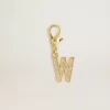 Buchstabe W-Anhänger aus goldfarbenem Messing mit Kristallen Buchstabe W-Anhänger aus goldfarbenem Messing mit Kristallen