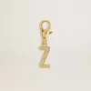 Buchstabe Z-Anhänger aus goldfarbenem Messing mit Kristallen