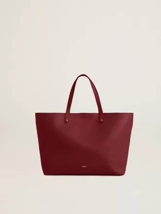 Burgunderrote Pasadena-Tasche aus glattem Leder mit goldenem Logo
