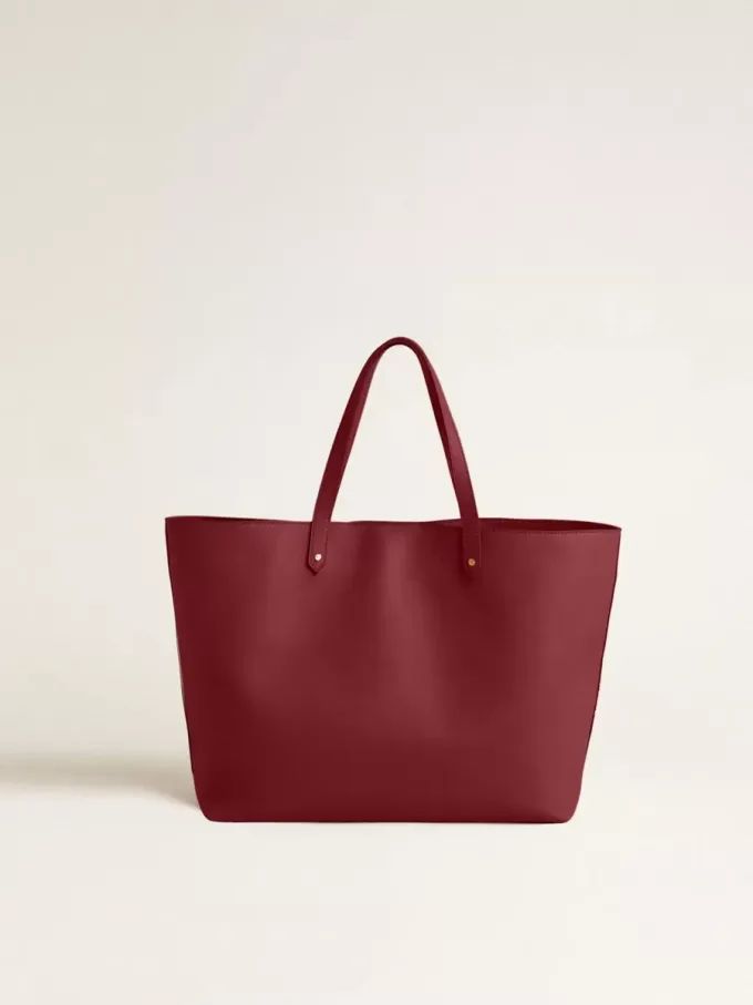 Burgunderrote Pasadena-Tasche aus glattem Leder mit goldenem Logo Burgunderrote Pasadena-Tasche aus glattem Leder mit goldenem Logo