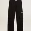 Cargohose aus schwarzem Ripstop-Nylon