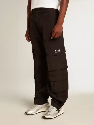 Cargohose aus schwarzem Ripstop-Nylon