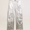 Cargohose aus silbernem Funktionsstoff