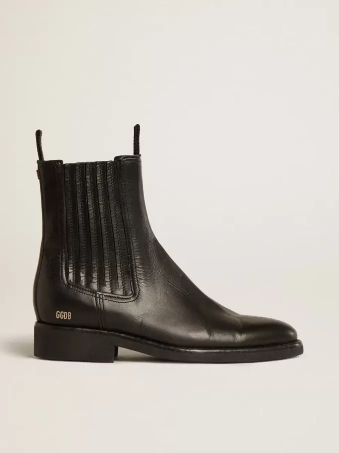 Chelsea-Stiefel für Damen aus schwarzem Leder