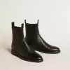 Chelsea-Stiefel für Damen aus schwarzem Leder