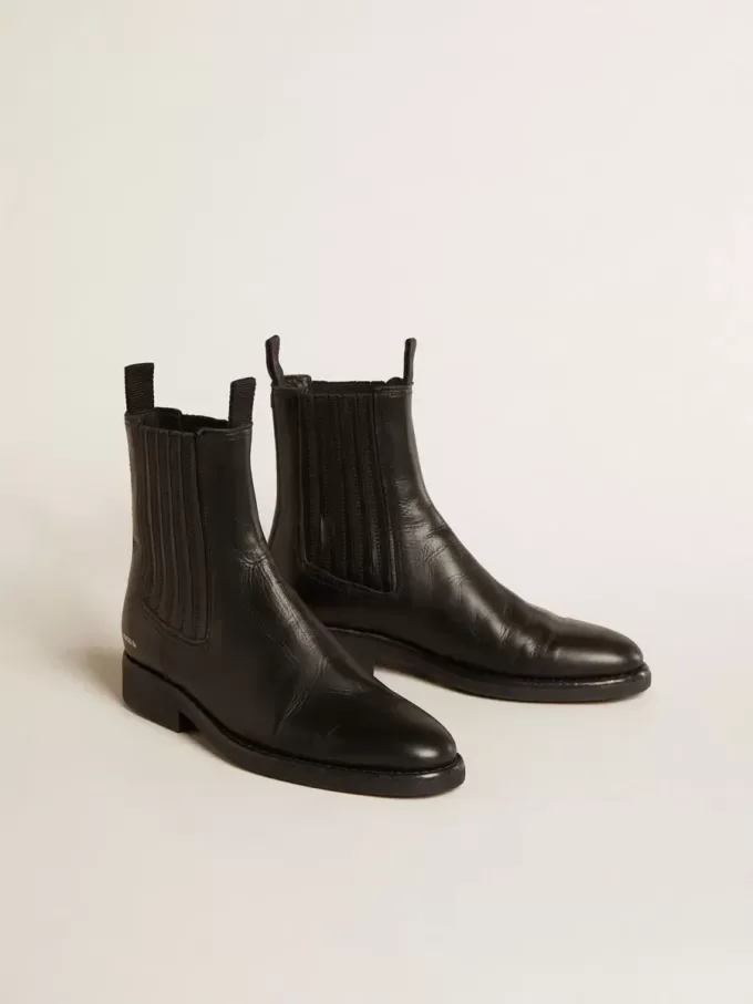 Chelsea-Stiefel für Damen aus schwarzem Leder