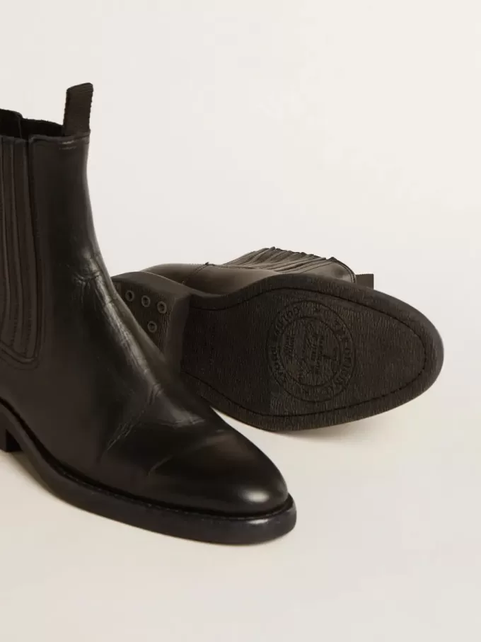 Chelsea-Stiefel für Damen aus schwarzem Leder