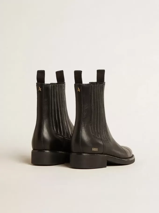 Chelsea-Stiefel für Damen aus schwarzem Leder